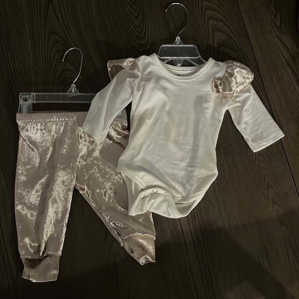 Gold velvet matching outfit set